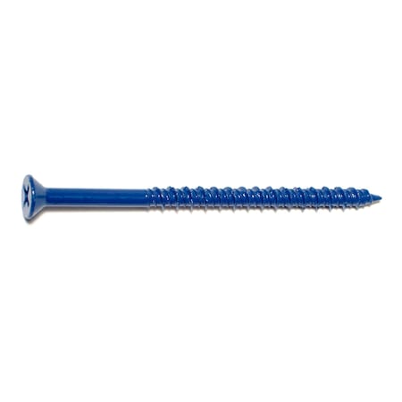 Midwest Fastener Masonry Screw, 3/16" Dia., Flat, 3 1/4 in L, Steel Blue Ruspert, 100 PK 09277